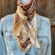 Rodeo Drive Tan Brown Polka Dot Paisley Wild Rag WR445