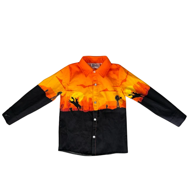 Shea Baby Boy's Retro Orange Cowboy Snap Front Shirt RTSNAP02