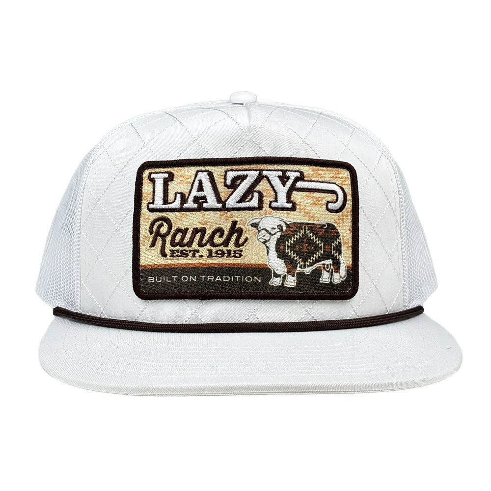 Lazy J Ranch Wear White Brown Cool Front Classic Rope Trucker Cap WHTWHT4-BRNCF