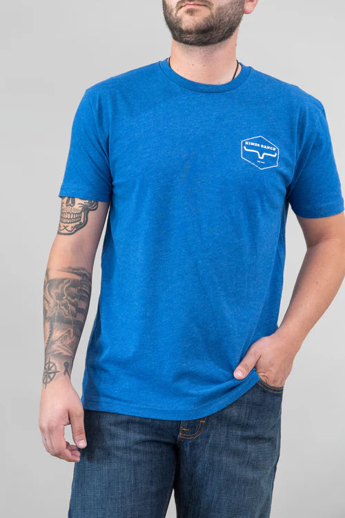 Kimes Ranch Heather Cool Blue Wooden Hex Tee