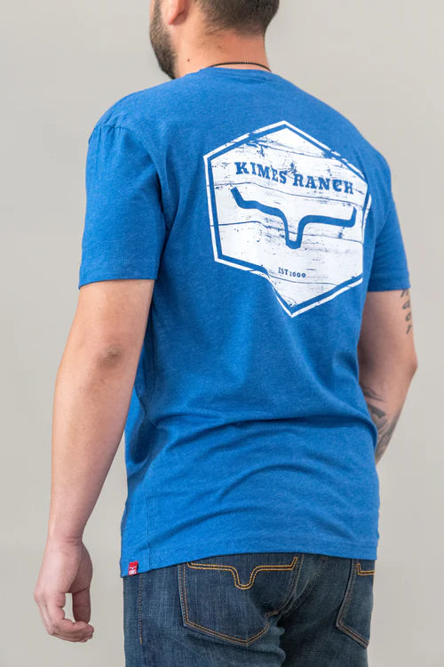 Kimes Ranch Heather Cool Blue Wooden Hex Tee