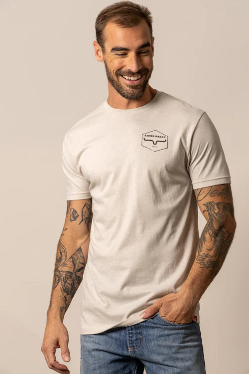Kimes Ranch Men's Sand Tan Wooden Hex Tee