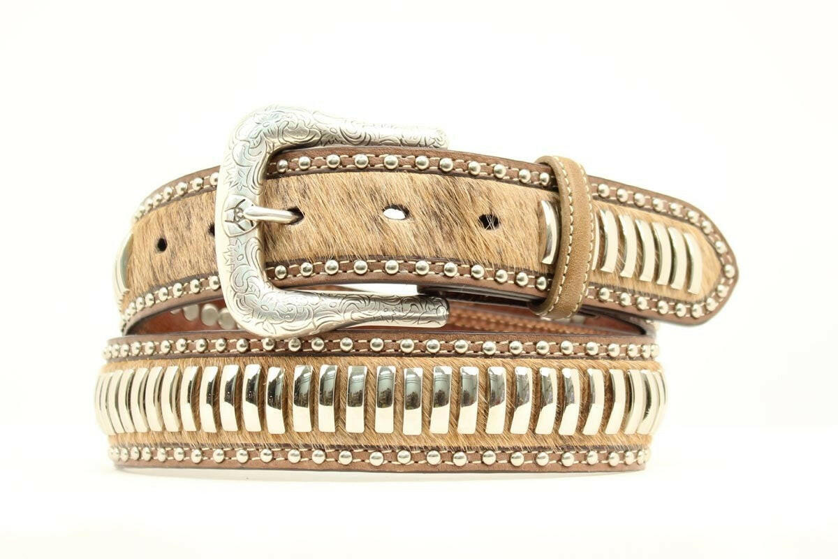 Men's Cowhide with Flat Studs Belt.