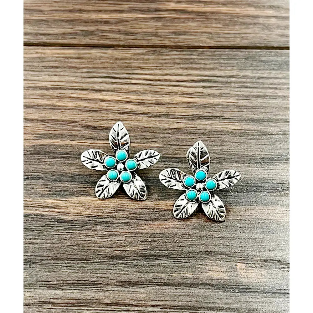 Isac Trading Floral Turquoise Earrings 726402