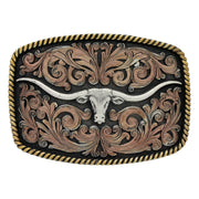 Montana Silversmiths Tri Color Texas Longhorn Buckle.