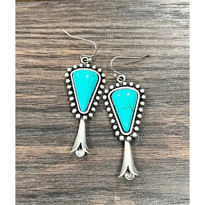 ISAC Trading Squash Blossom Turquoise Earrings
