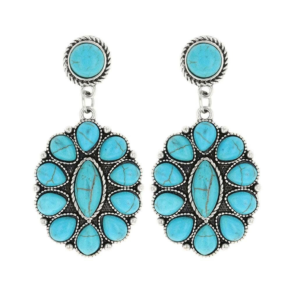 Montana SS Double Concho Turquoise Earrings.