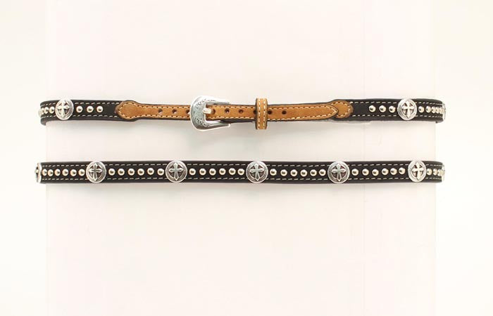 Twister Stud and Cross Concho Leather Hatband #02350129
