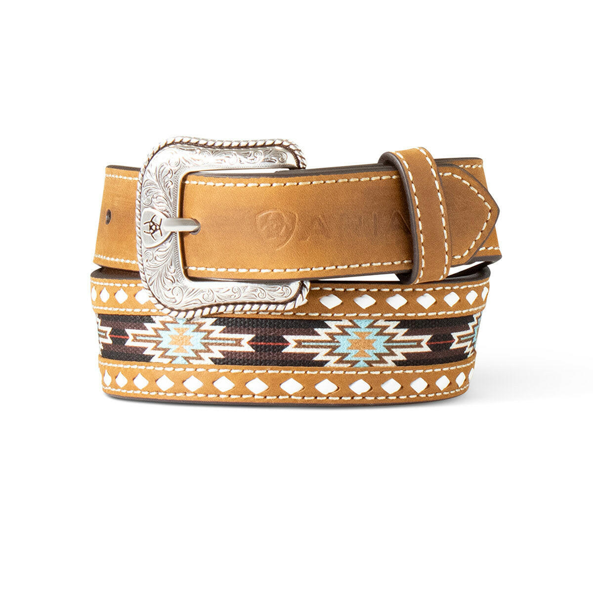 Ariat Boy's Southwestern Fabric and Leather Western Belt.