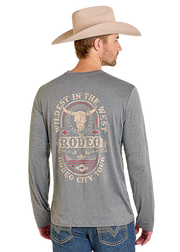 Rock & Roll Denim Longhorn Skull Graphic Tee BU22T07862