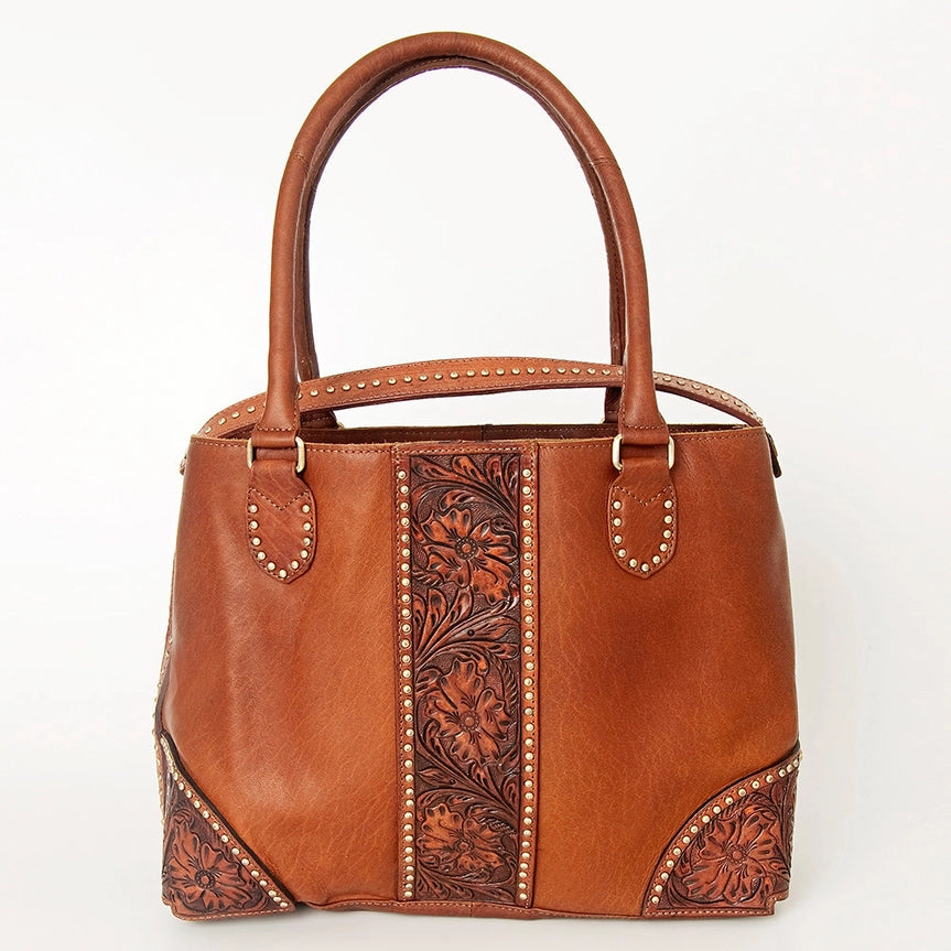 American Darling Hand-Tooled Leather Studded Western Tote ADBGI175A C4