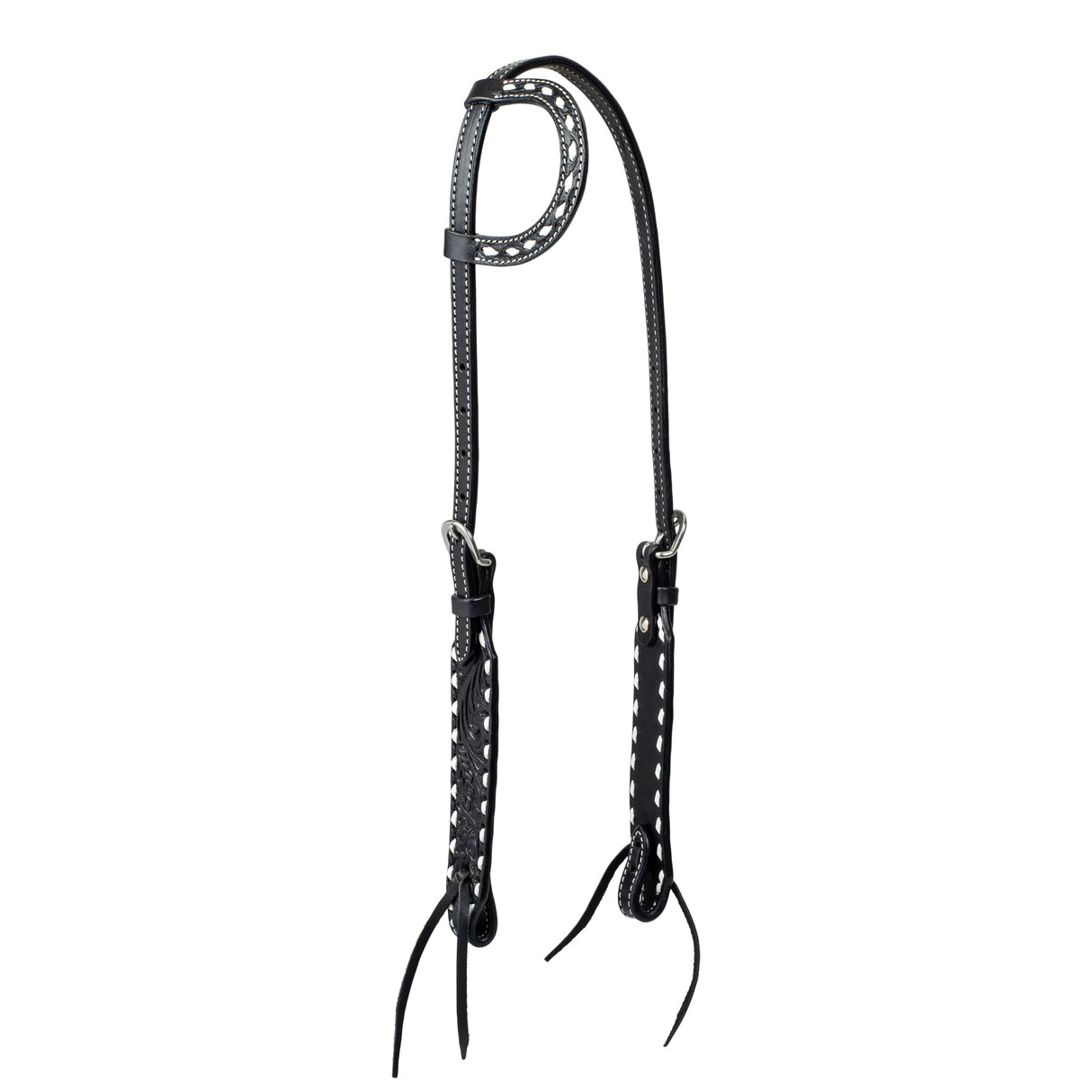 Weaver Black Leather Floral Buckstitch Headstall 45014-01