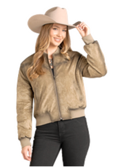 Rock & Roll Cowgirl Distressed Microsuede Bomber BW92C07011
