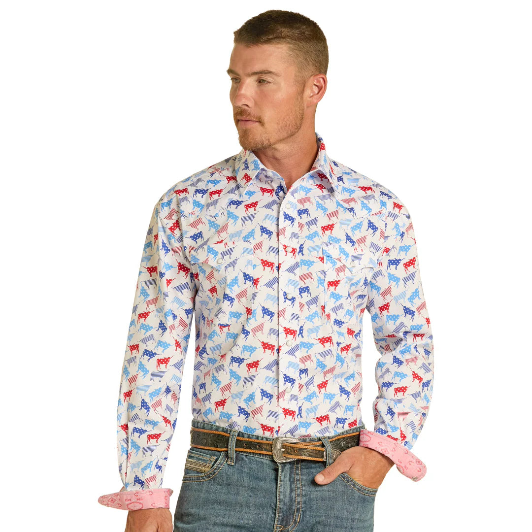 Panhandle Slim Men's Roughstock Patriotic Shirt RMN2S08929