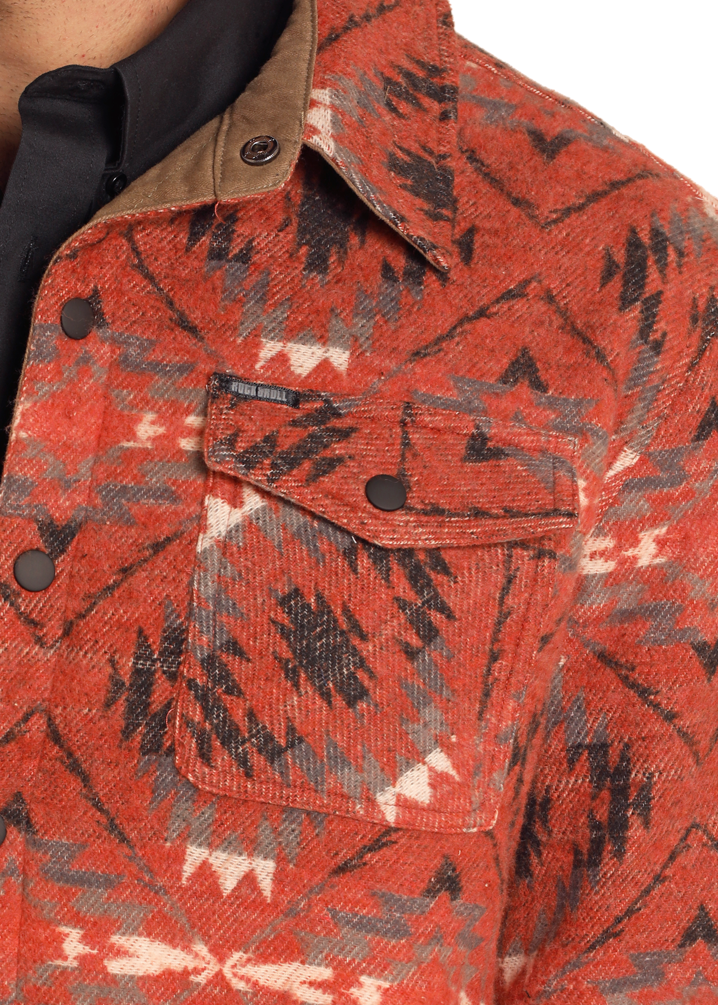 Rock & Roll Men's Reversible Herringbone Aztec Jacquard Jacket.
