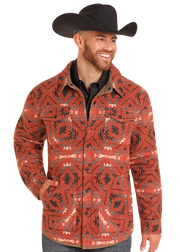 Rock & Roll Men's Reversible Herringbone Aztec Jacquard Jacket.