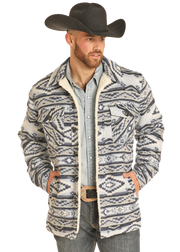 Rock & Roll Men's Berber Lined Jacquard Shirt Jacket.