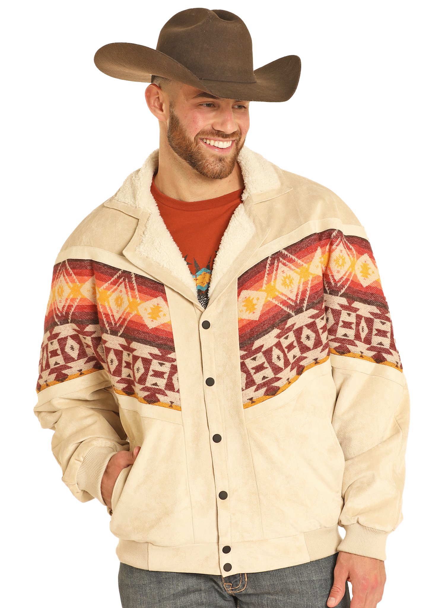 Rock & Roll Men's Oversized Micro Suede Bomber Jacket.