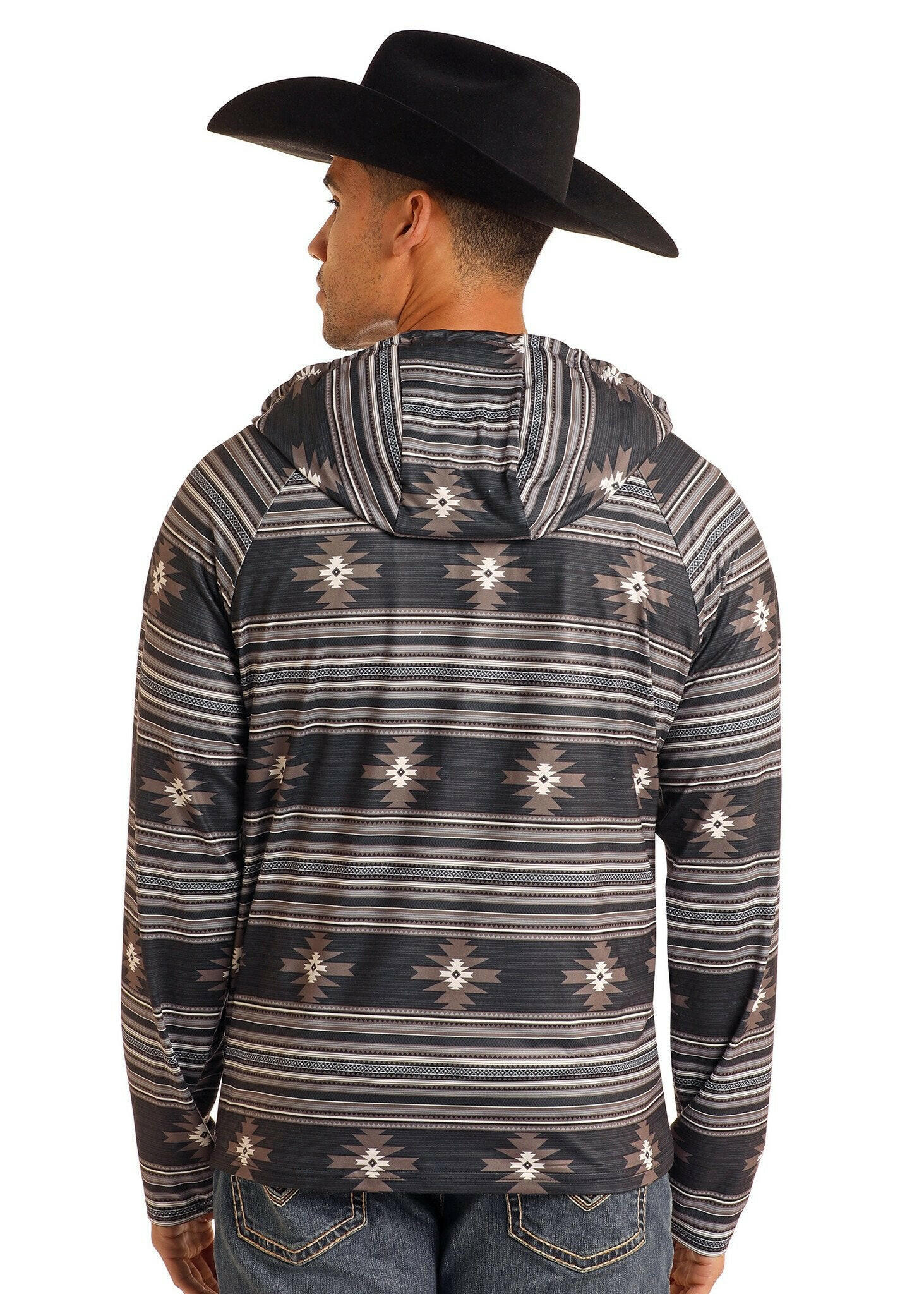 Rock & Roll Men's Performance Aztec Printed Hoodie.