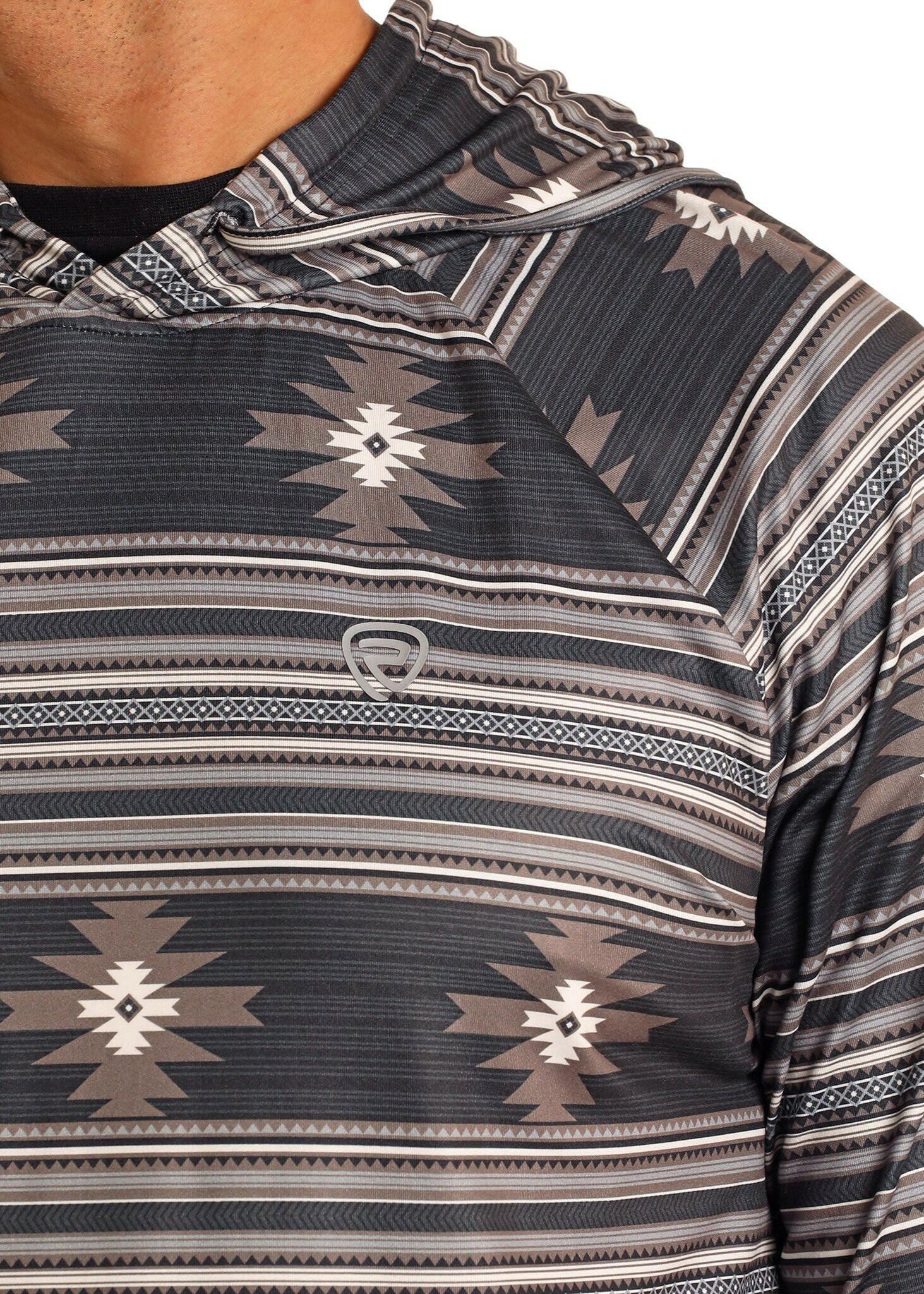 Rock & Roll Men's Performance Aztec Printed Hoodie.