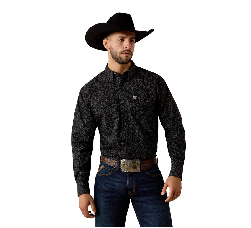 ARIAT CO MNS BLK FRITZ LS SNAP 10073621 S.