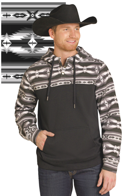 Rock & Roll Men's Black Color Blocked Hoodie BM94T07703