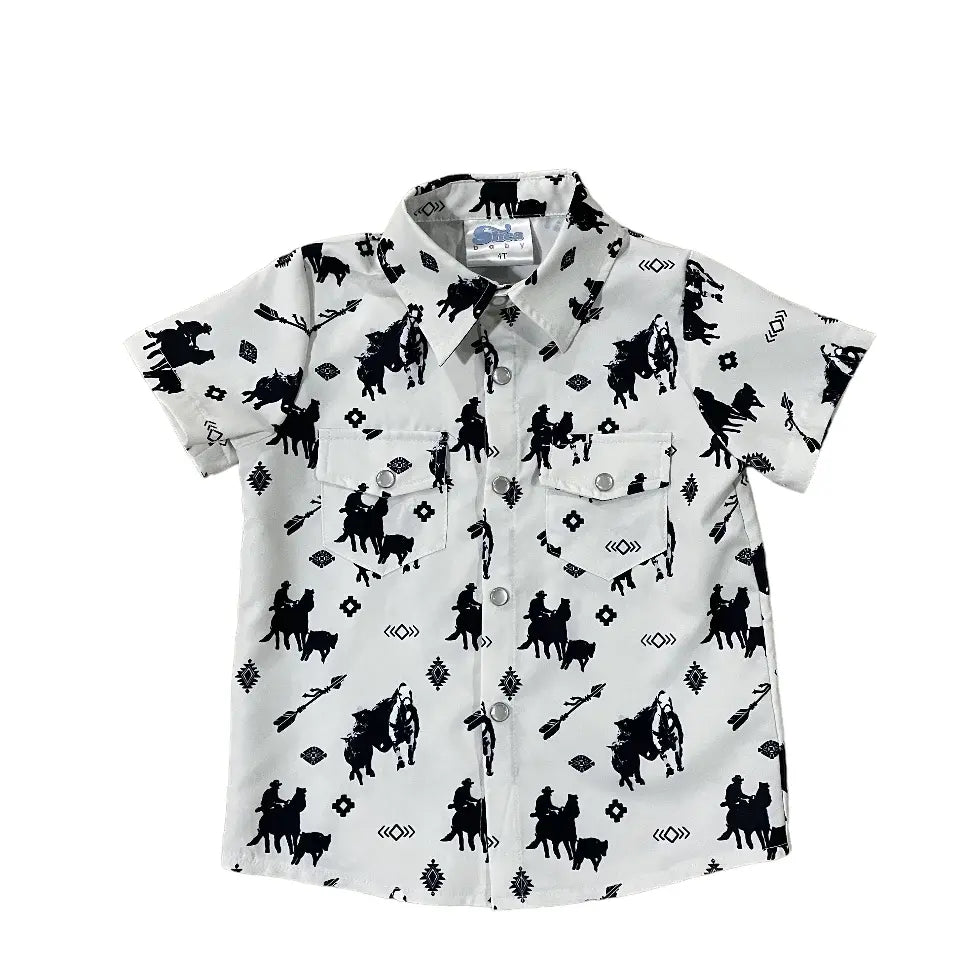 Shea Baby Boy's Timey Short Sleeve Shirt.