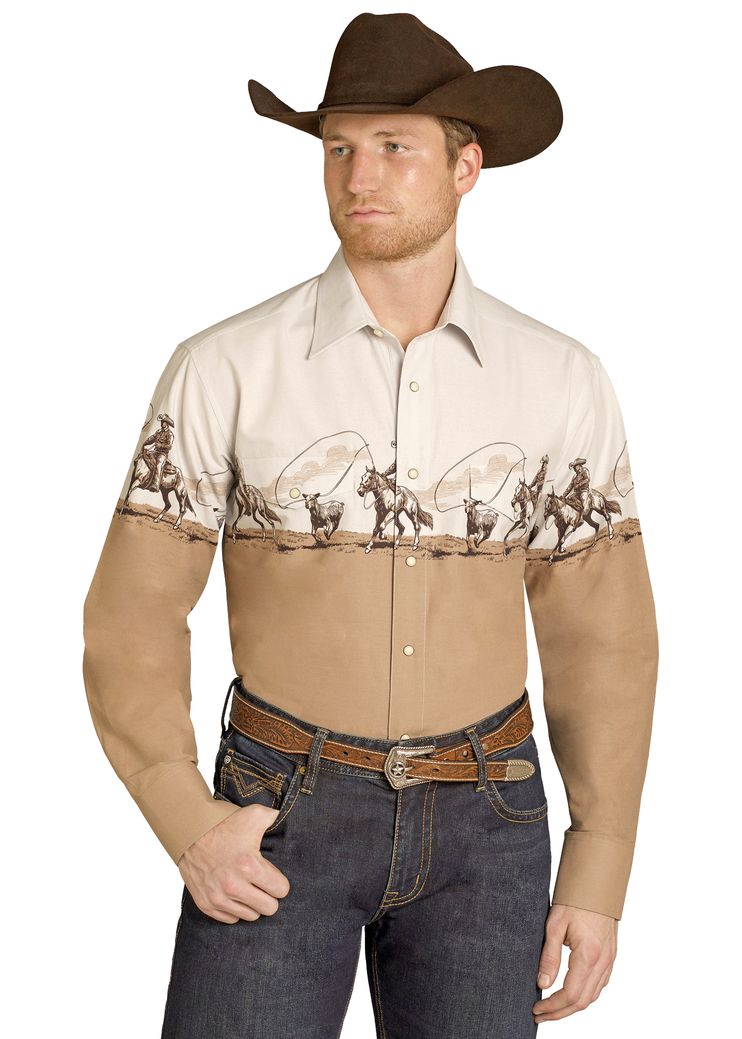 Panhandle Slim Men's Tan Cowboy Border Shirt SMN2S07678