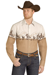Panhandle Slim Men's Tan Cowboy Border Shirt SMN2S07678