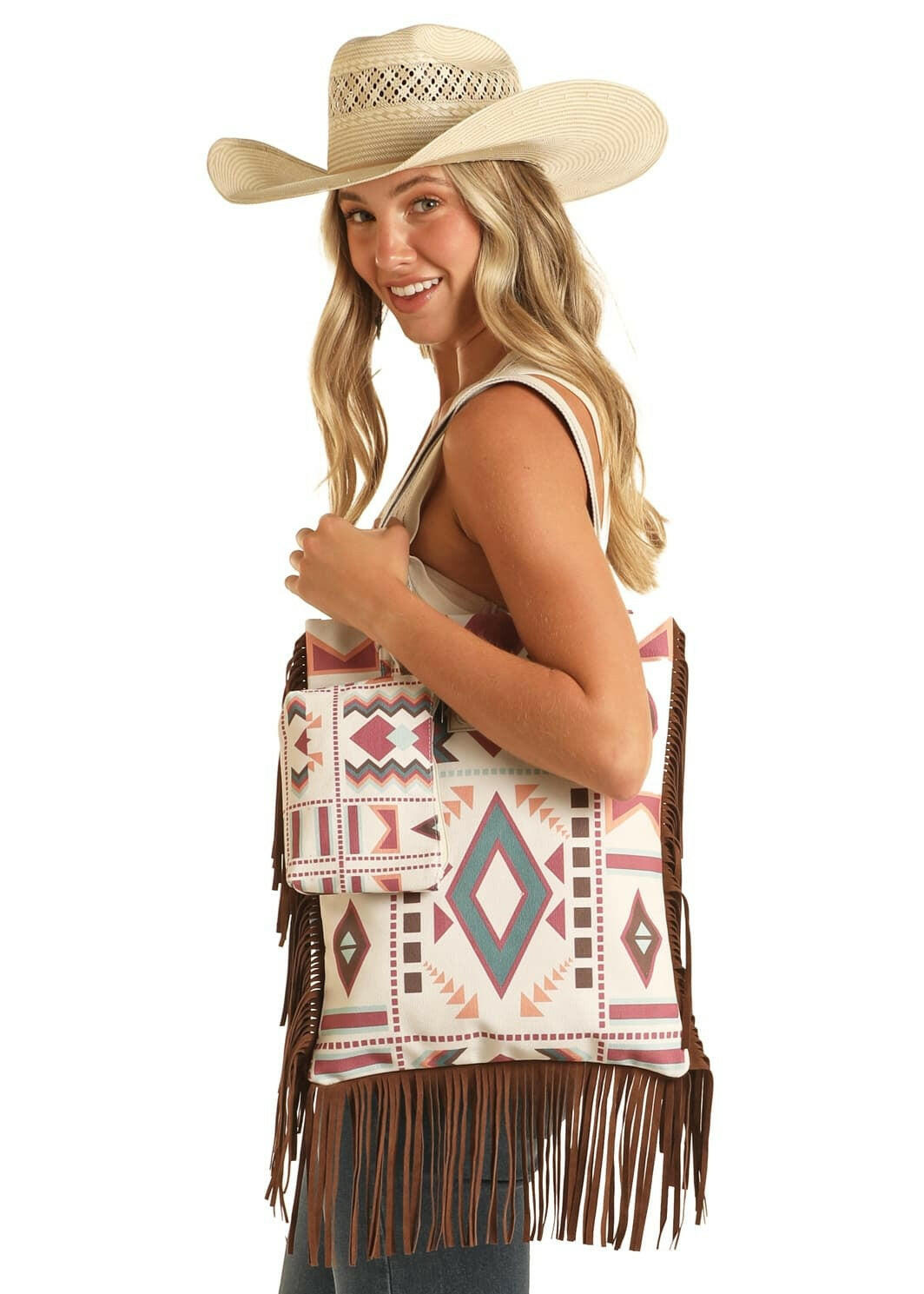 Rock & Roll Cowgirl Printed Fringe Bag.