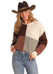 Rock & Roll Cowgirl Color Block Sweater.