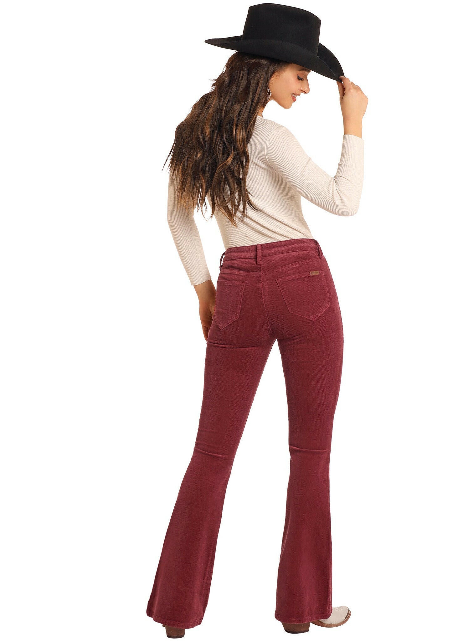 Rock & Roll Women's Corduroy Button Flare Jeans.
