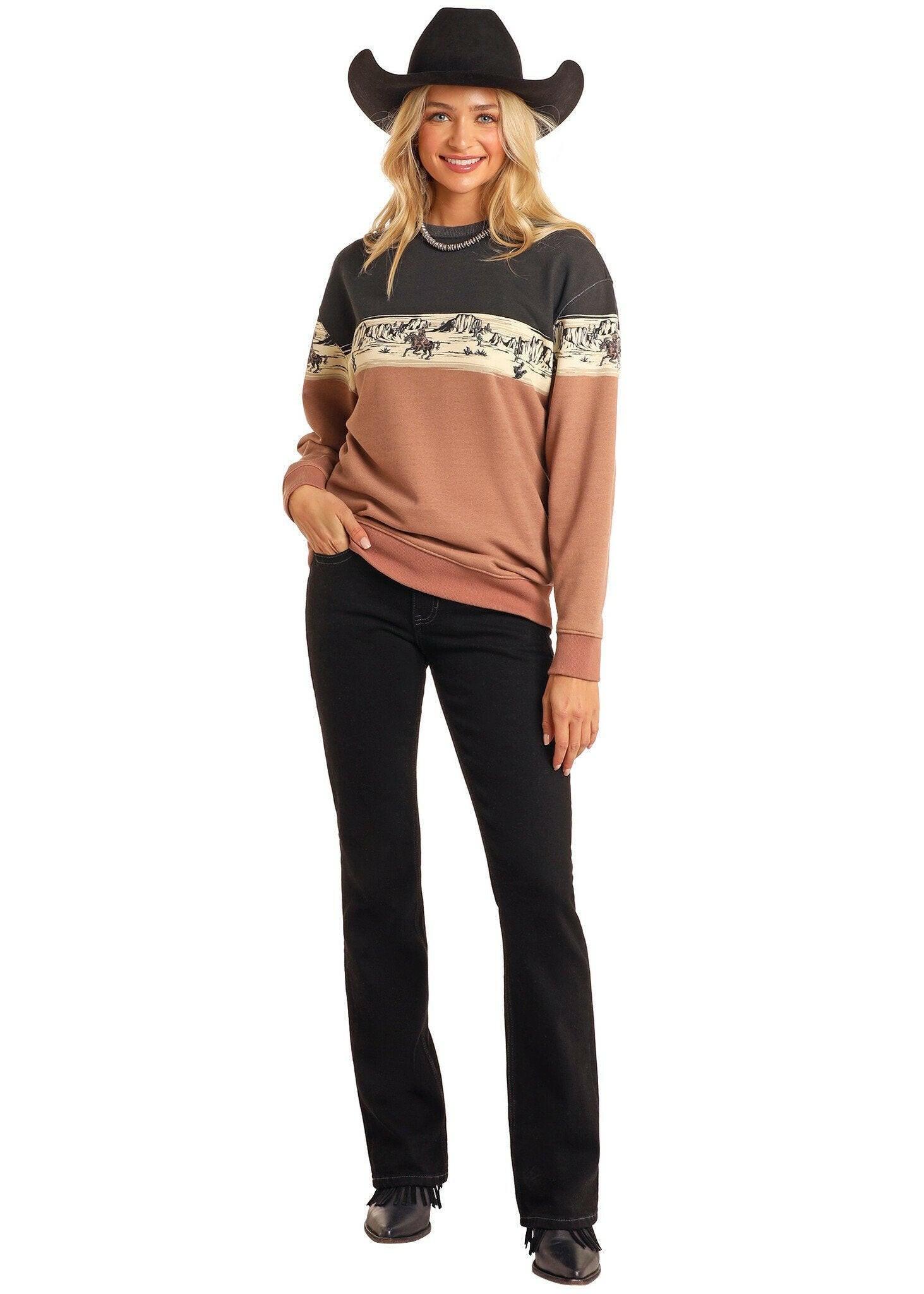 Rock & Roll Women's Scenery Border Sweatshirt.