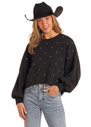 Rock & Roll Cowgirl Black Rhinestone Sweater.