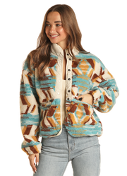 Rock & Roll Cowgirl Women’s Patterned Sherpa Jacket C4.
