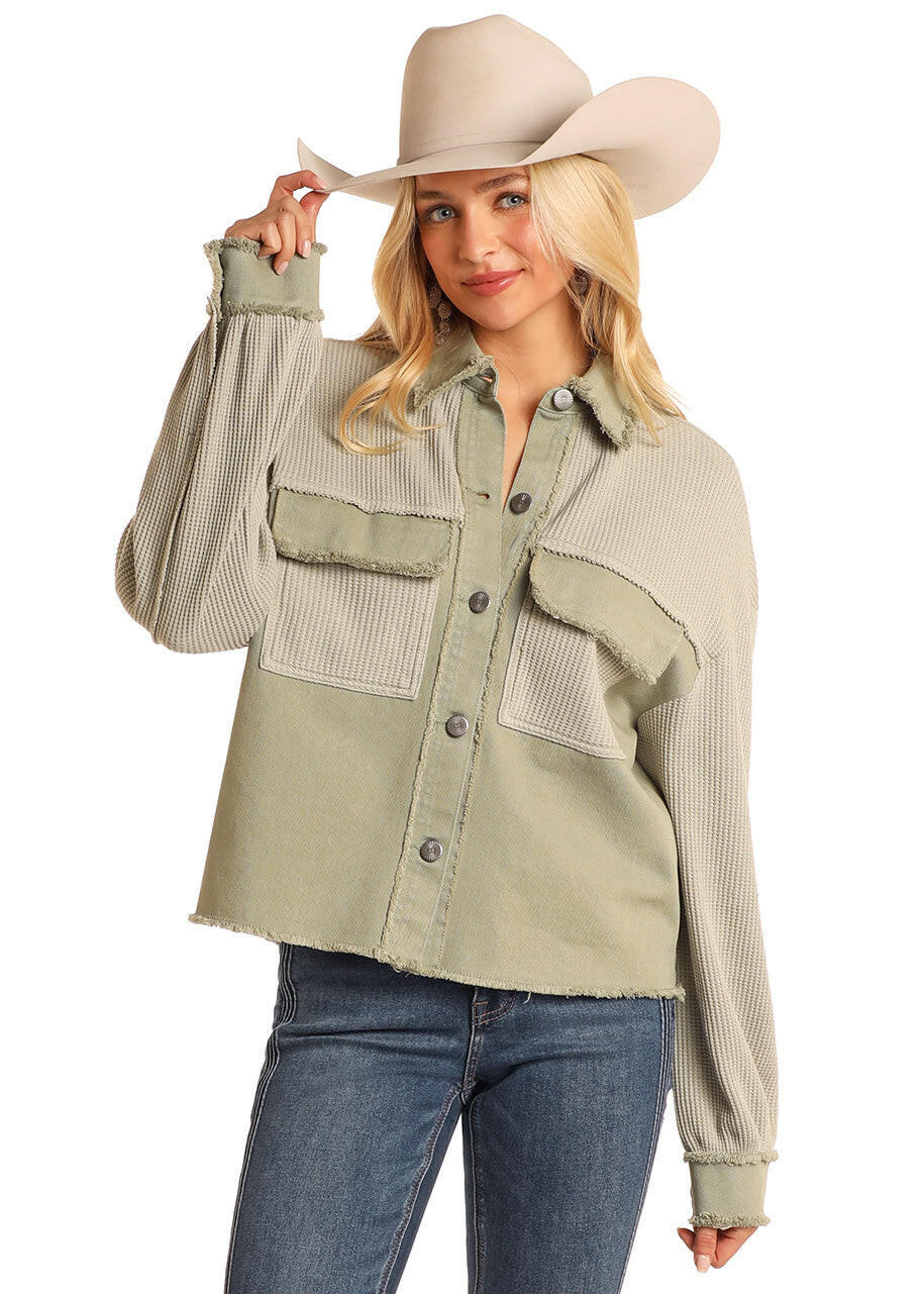 Rock & Roll Women's Waffle Top Button Down.