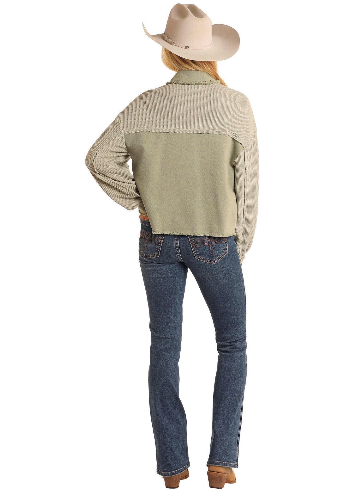 Rock & Roll Women's Waffle Top Button Down.