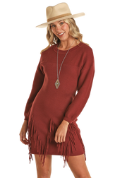 Rock & Roll Cowgirl Burgundy Sweater Dress.