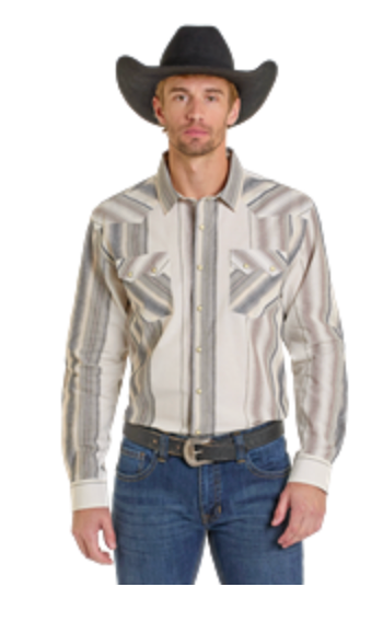 Panhandle Slim Modern Vintage Natural Stripe Snap Front Shirt PMN2S06920
