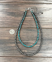 Isac Handmade Navajo Pearls and Turquoise Beaded Necklace 739511