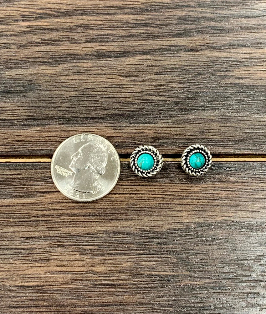 Isac Round Turquoise Stud Earrings 722778