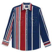 Wrangler Men's Vintage Blue and Red Striped Shirt 2375916