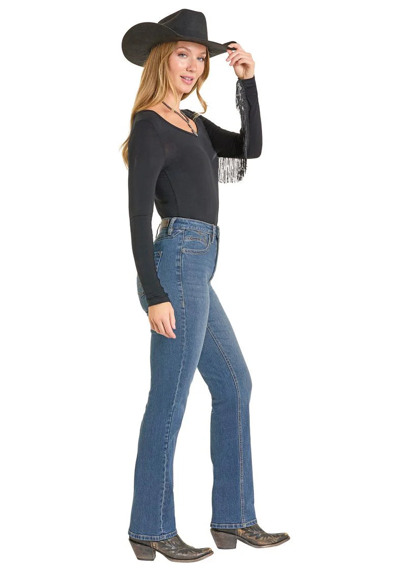 Rock & Roll Cowgirl's Studded Pocket Bootcut Jean BW1HD07195