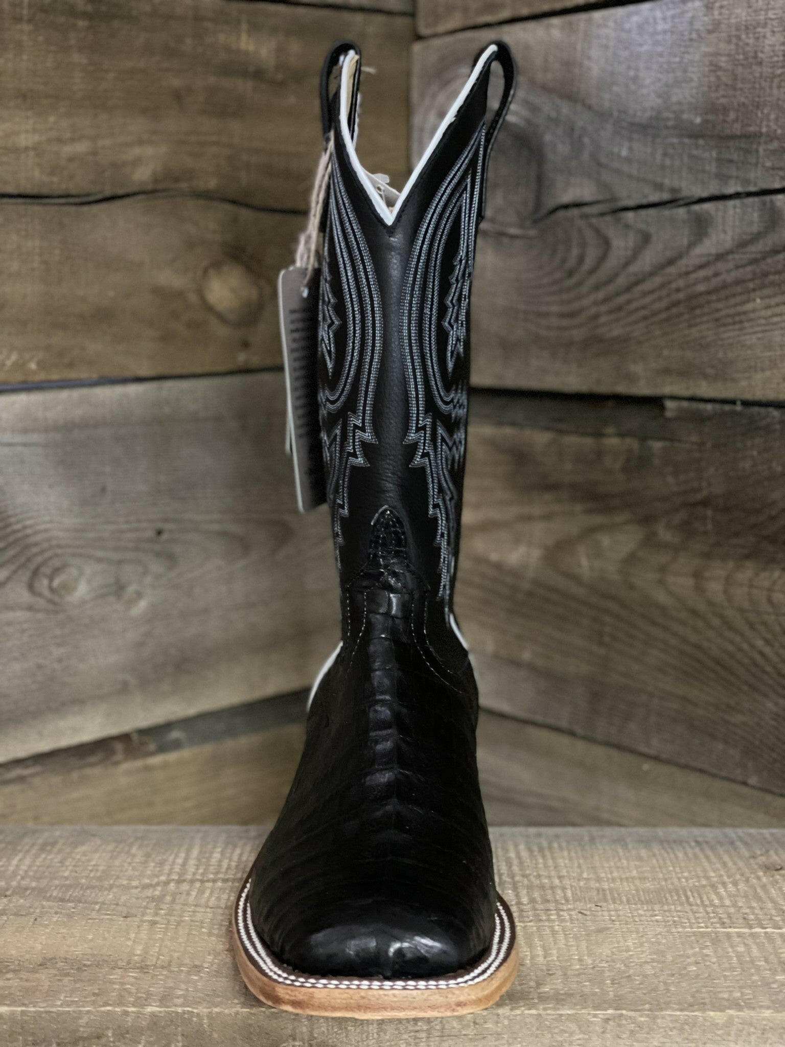 Anderson Bean Men's Black Caiman Boots.