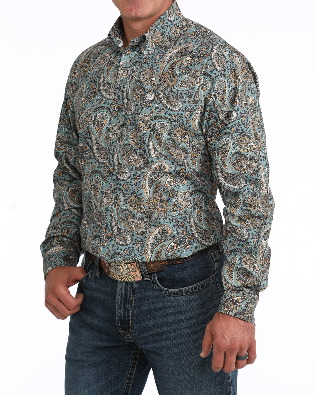 Cinch Men's Blue Paisley LS MTW1106134.