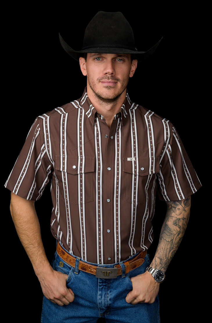 Ferrell Mens Trucker SS Snap Brn FPS1026186.
