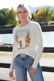 Cruel Girl Women's Cream Graphic Sweater CTK7523001