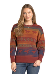 Panhandle Slim Women's Serape Horse Serape Sweater LW32T07120