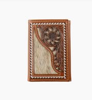 Nocona Flrl Filligree Calf Hair Trifold Wallet N500053202.