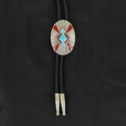 Double S Turquoise and Red Stone Bolo Tie 22814
